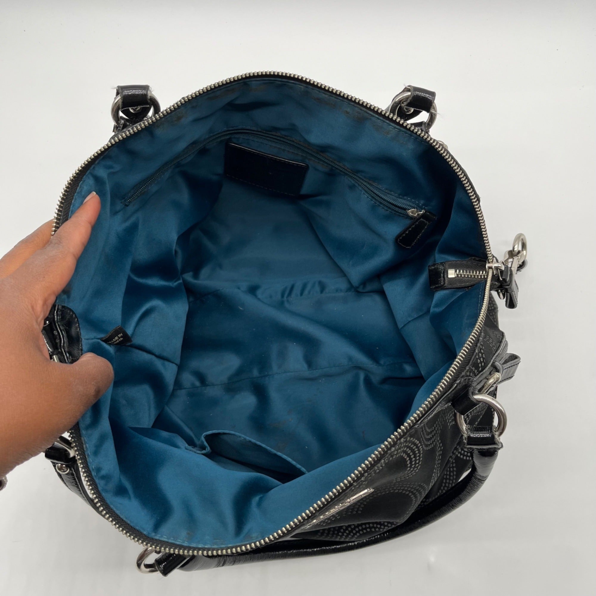 Coach Black Madisoc Dotted OP Art Sophia Satchel Bag 15957