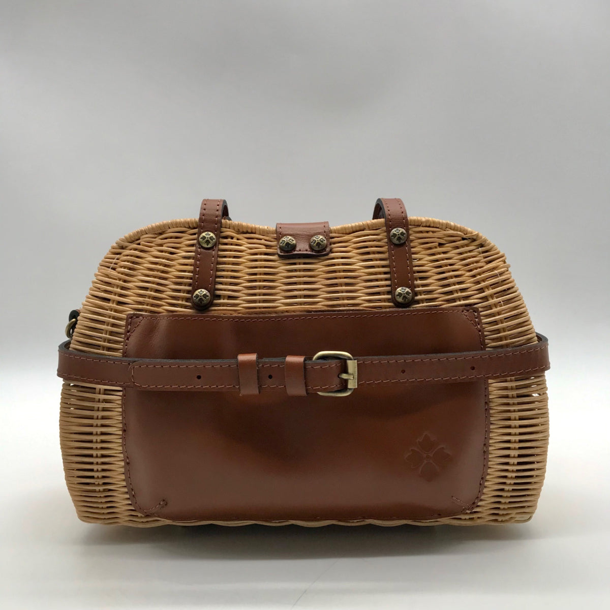 Patricia Nash Tan Straw Satchel Bag With Scarf