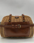 Patricia Nash Tan Straw Satchel Bag With Scarf