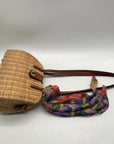 Patricia Nash Tan Straw Satchel Bag With Scarf