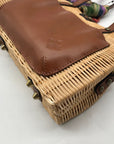 Patricia Nash Tan Straw Satchel Bag With Scarf