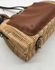 Patricia Nash Tan Straw Satchel Bag With Scarf