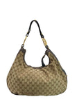 Gucci Tan & Brown Monogram Canvas Biba Studded Hobo Bag