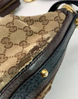 Gucci Tan & Brown Monogram Canvas Biba Studded Hobo Bag