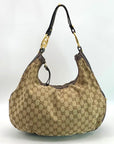 Gucci Tan & Brown Monogram Canvas Biba Studded Hobo Bag