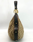 Gucci Tan & Brown Monogram Canvas Biba Studded Hobo Bag