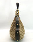 Gucci Tan & Brown Monogram Canvas Biba Studded Hobo Bag