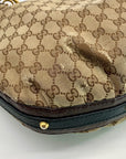 Gucci Tan & Brown Monogram Canvas Biba Studded Hobo Bag