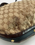 Gucci Tan & Brown Monogram Canvas Biba Studded Hobo Bag