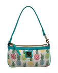 Dooney & Bourke White & Turquoise Leather Pineapple Tiki Slim Wristlet