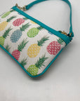 Dooney & Bourke White & Turquoise Leather Pineapple Tiki Slim Wristlet