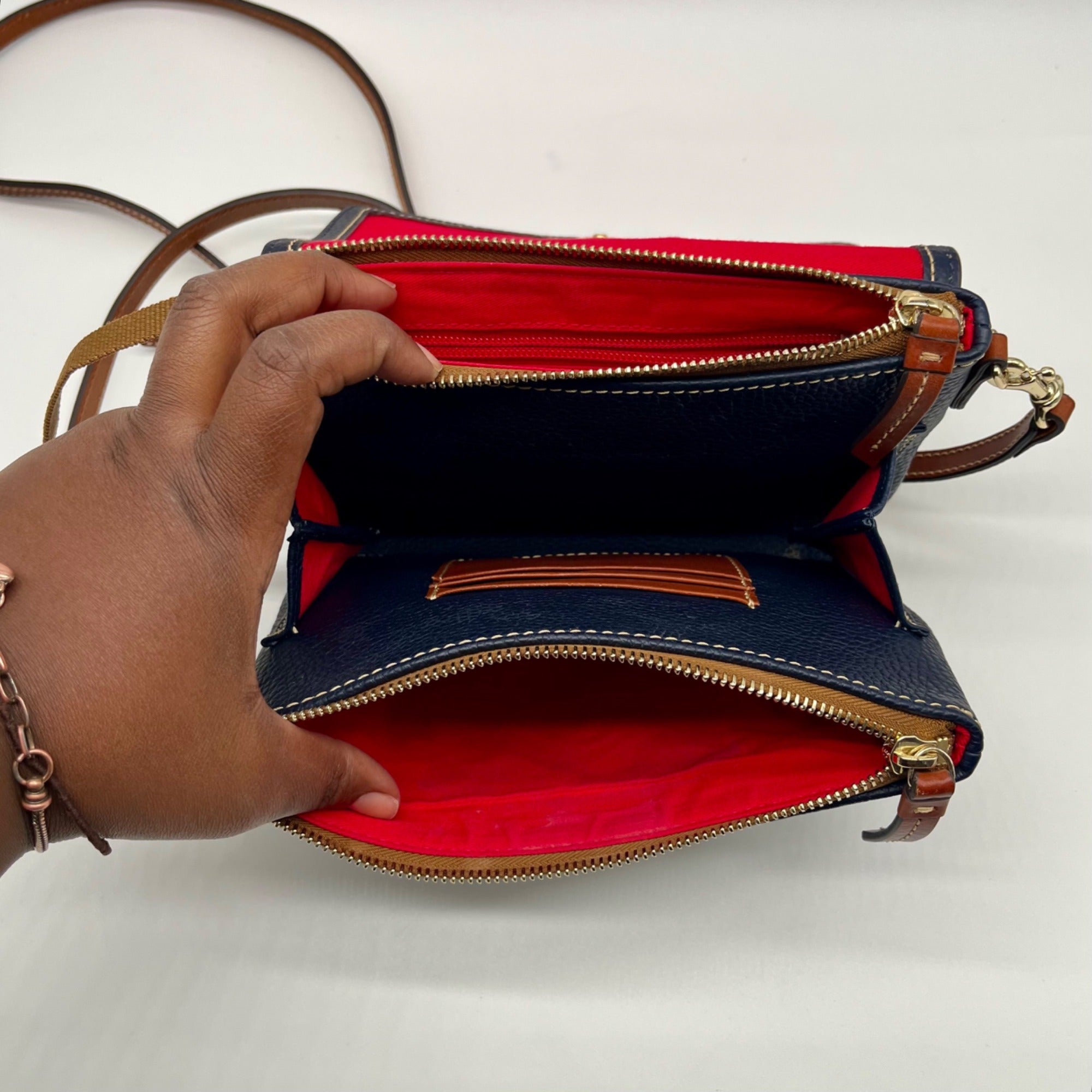 Dooney &amp; Bourke Pebble Grain Leather Blue Hunter Crossbody Bag