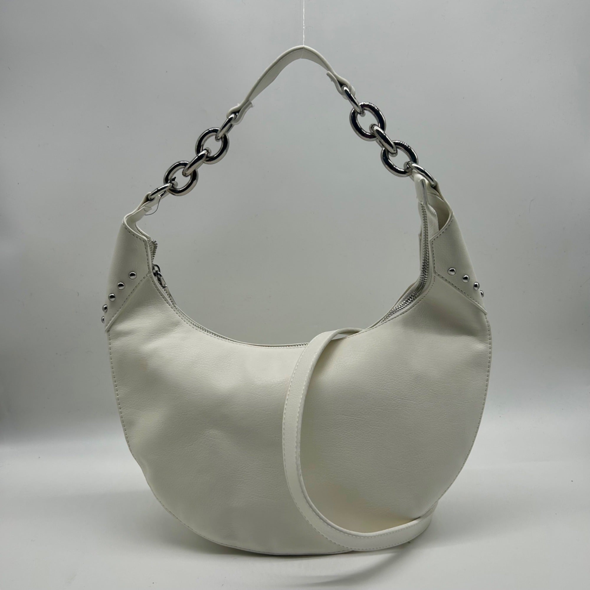 I.N.C. International Concepts Vanilla Faux Leather Giannaa Medium Stud Hobo Bag