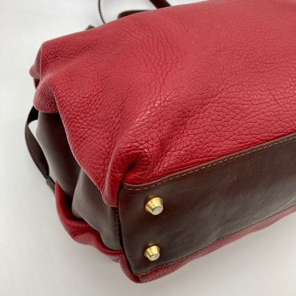 Valentina Red Pebbled Leather Tote