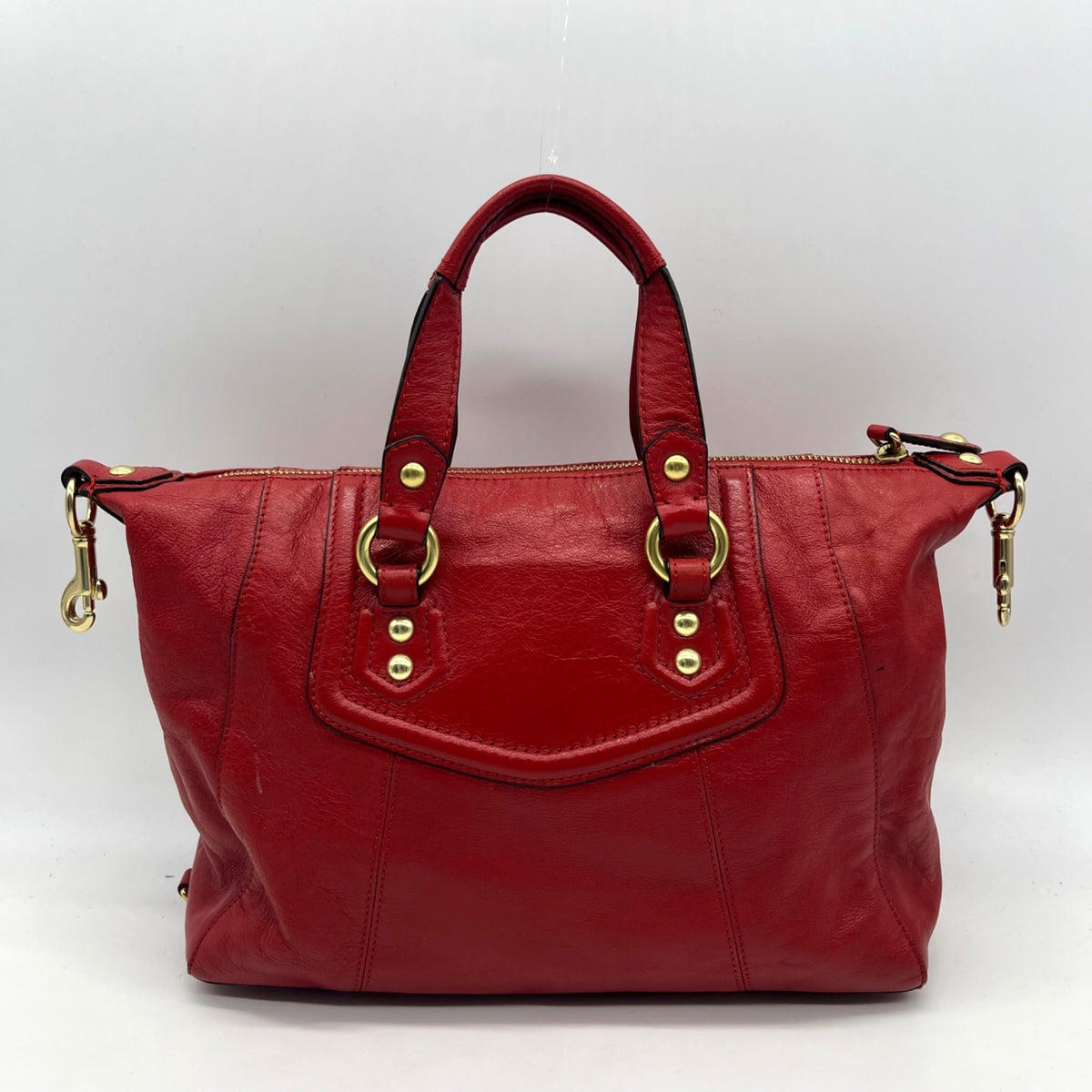 Coach Crimson Red Pebbled Leather Satchel
