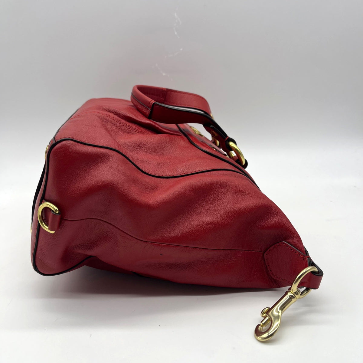 Coach Crimson Red Pebbled Leather Satchel
