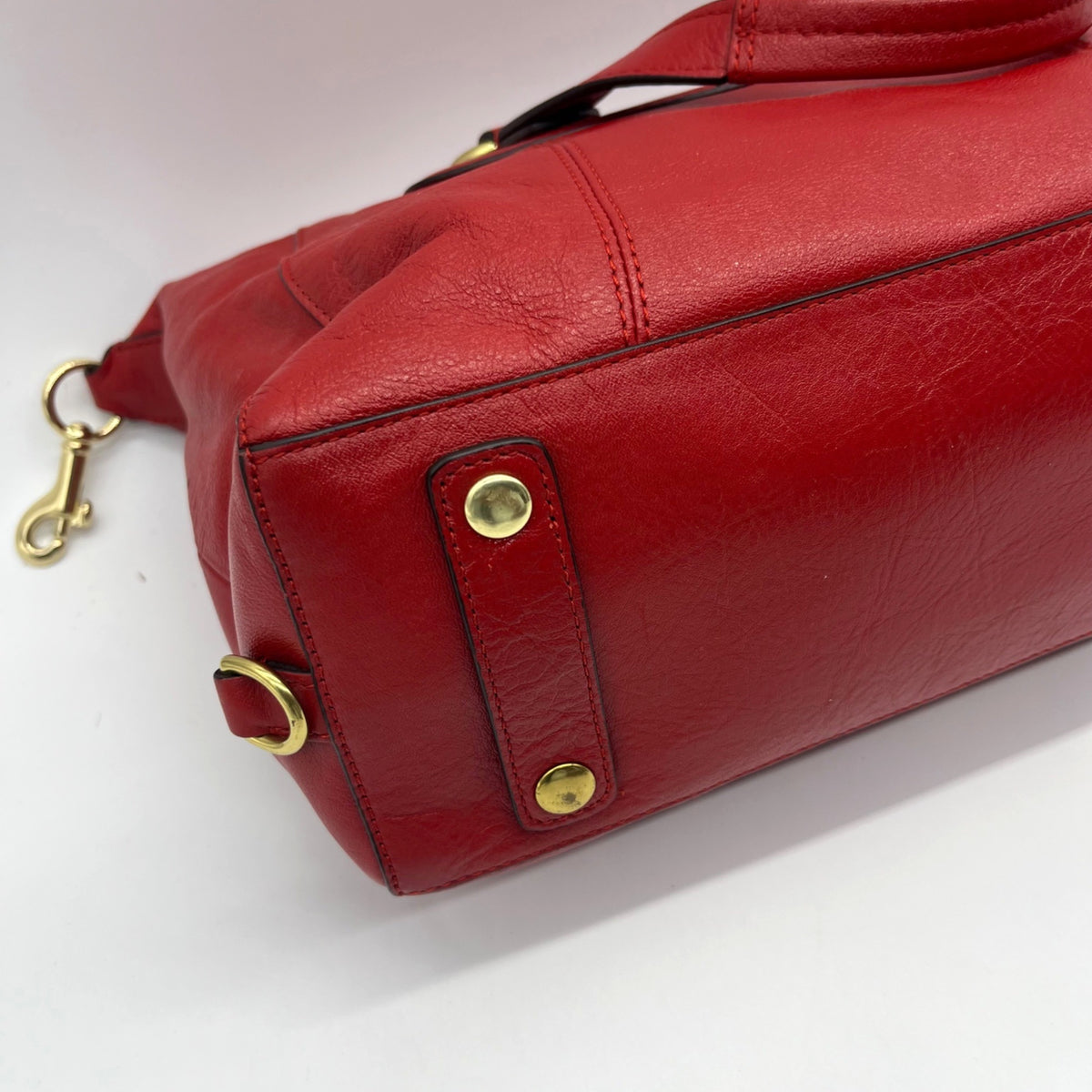 Coach Crimson Red Pebbled Leather Satchel