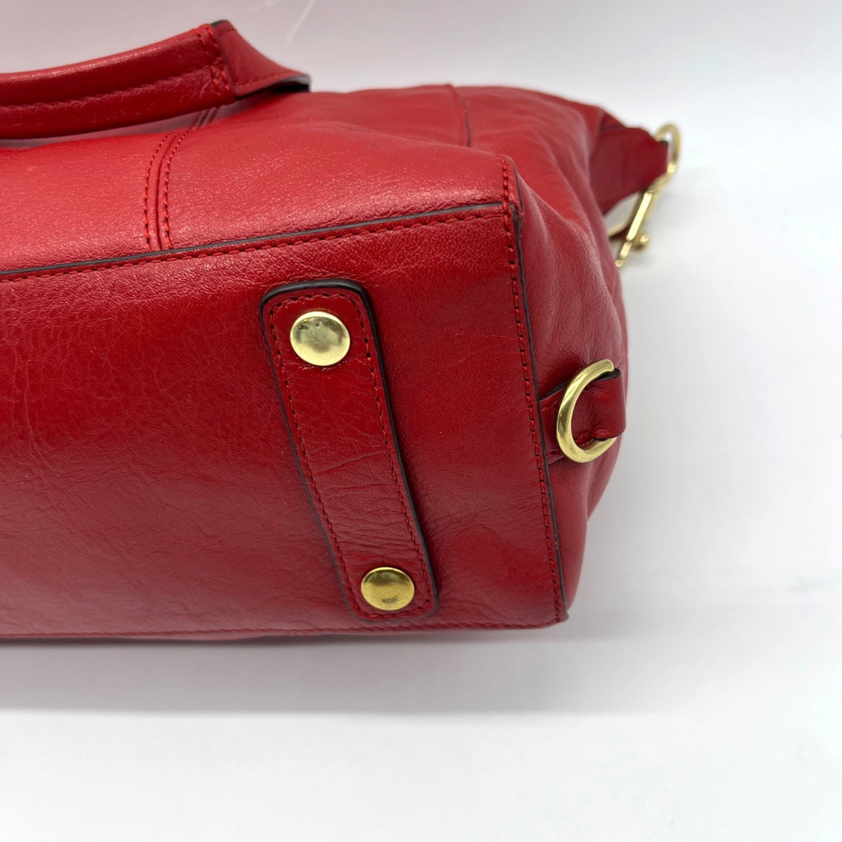 Coach Crimson Red Pebbled Leather Satchel
