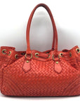 Adrienne Vittadini Orange Woven Leather Drawstring Bag