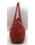 Adrienne Vittadini Orange Woven Leather Drawstring Bag