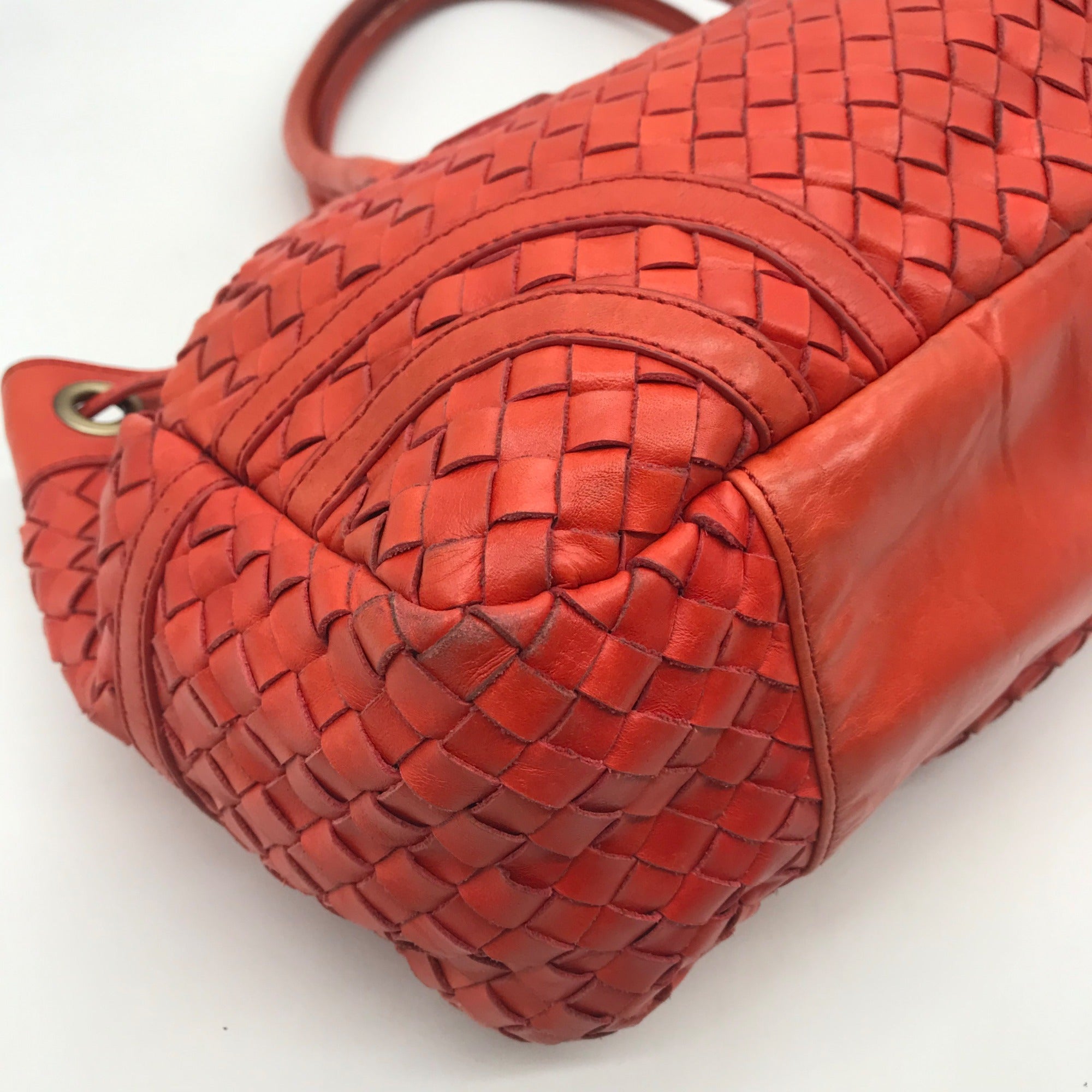 Adrienne Vittadini Orange Woven Leather Drawstring Bag