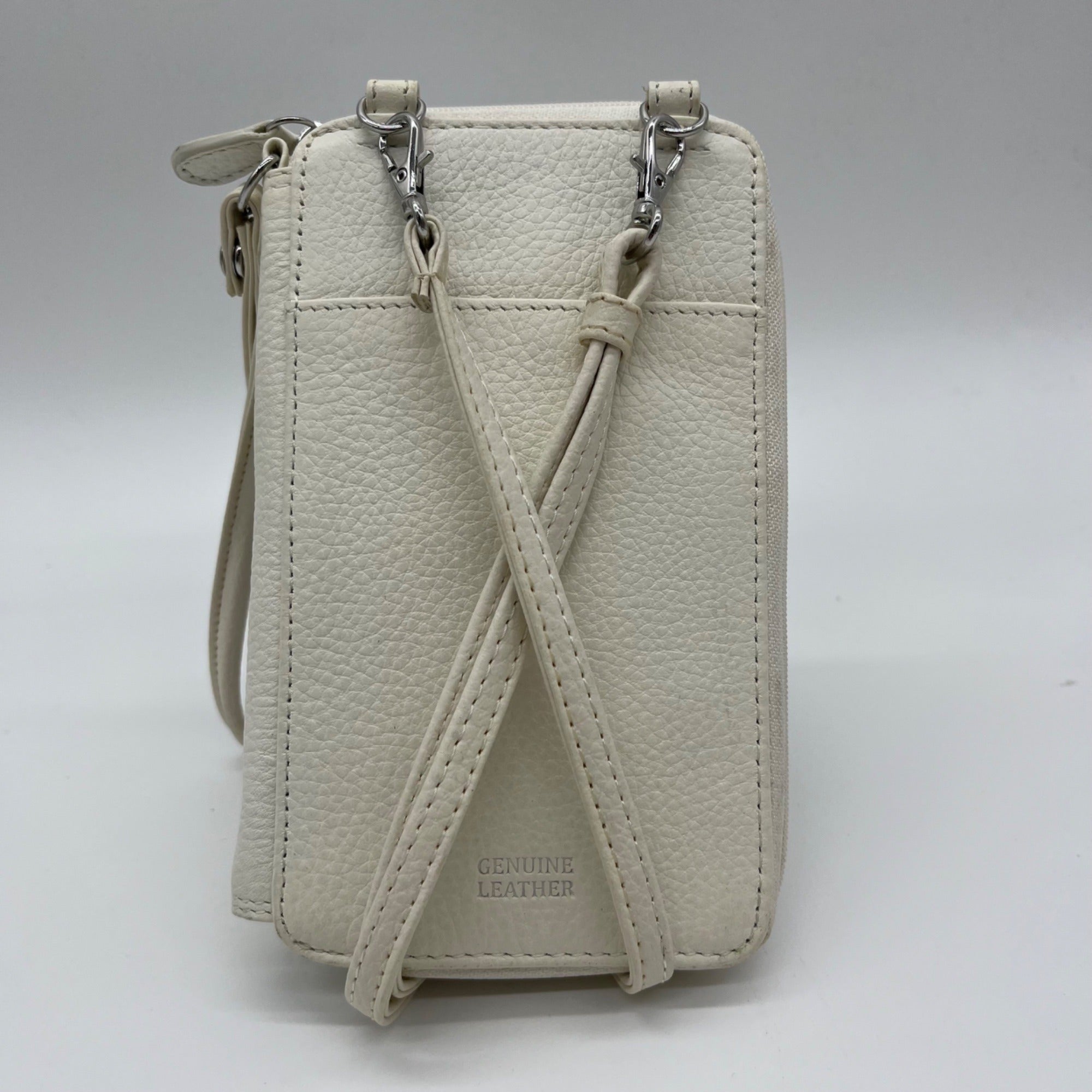Giani Bernini White Softy Leather Tech Crossbody Wallet