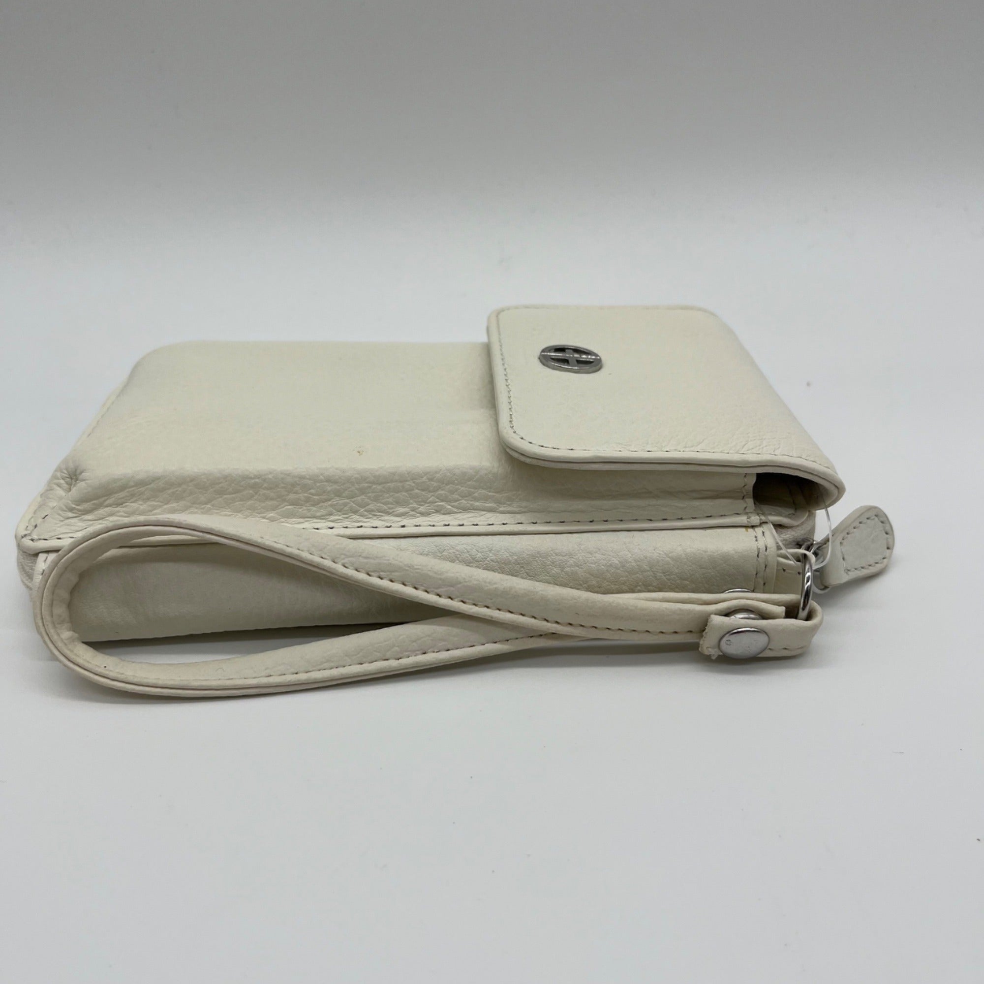 Giani Bernini White Softy Leather Tech Crossbody Wallet