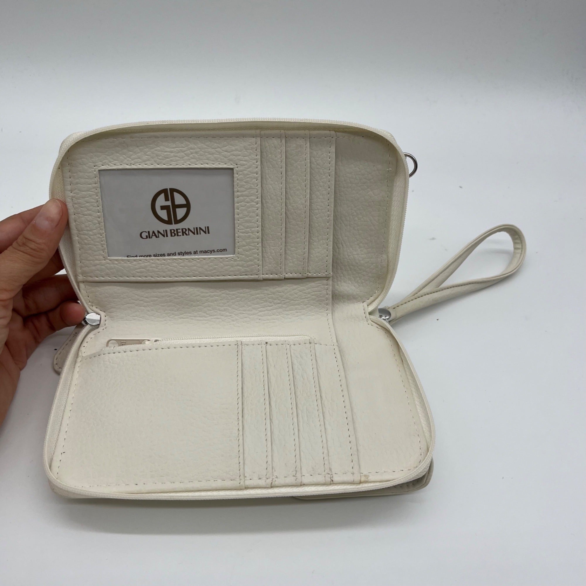 Giani Bernini White Softy Leather Tech Crossbody Wallet