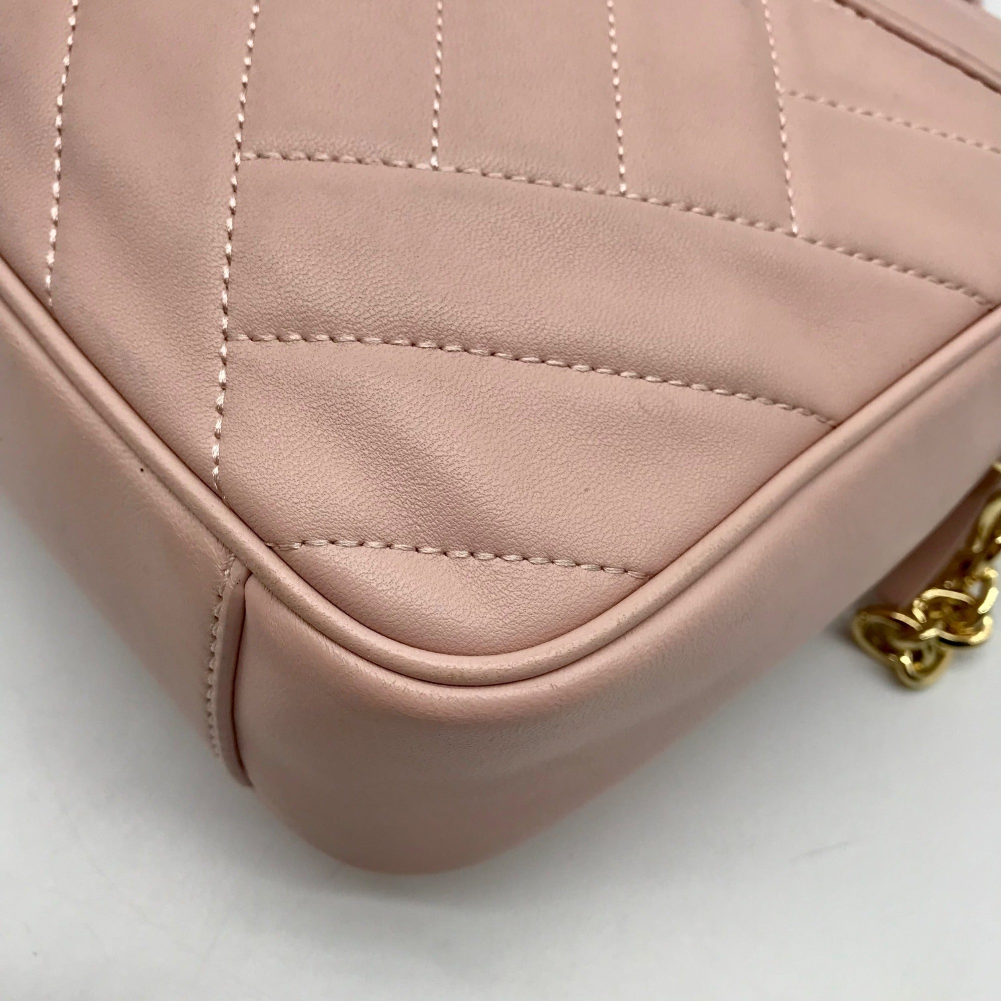 Tory Burch Blush Pink Leather Alexa Stitch Camera Crossbody Bag