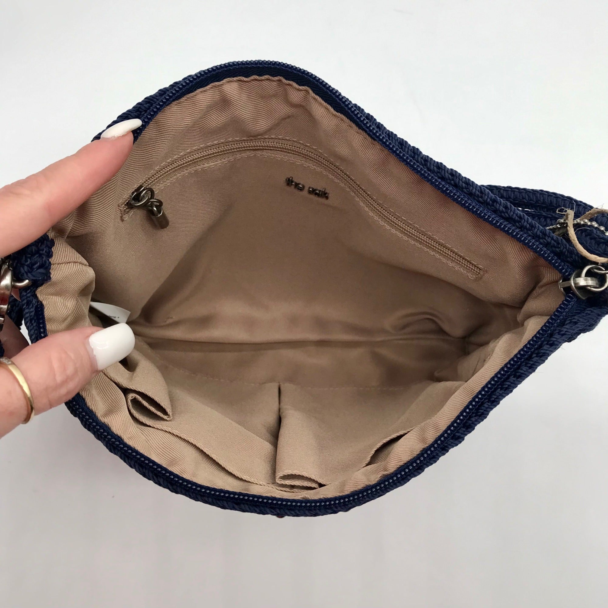 The Sak Blue Lumi Crocheted Crossbody Bag