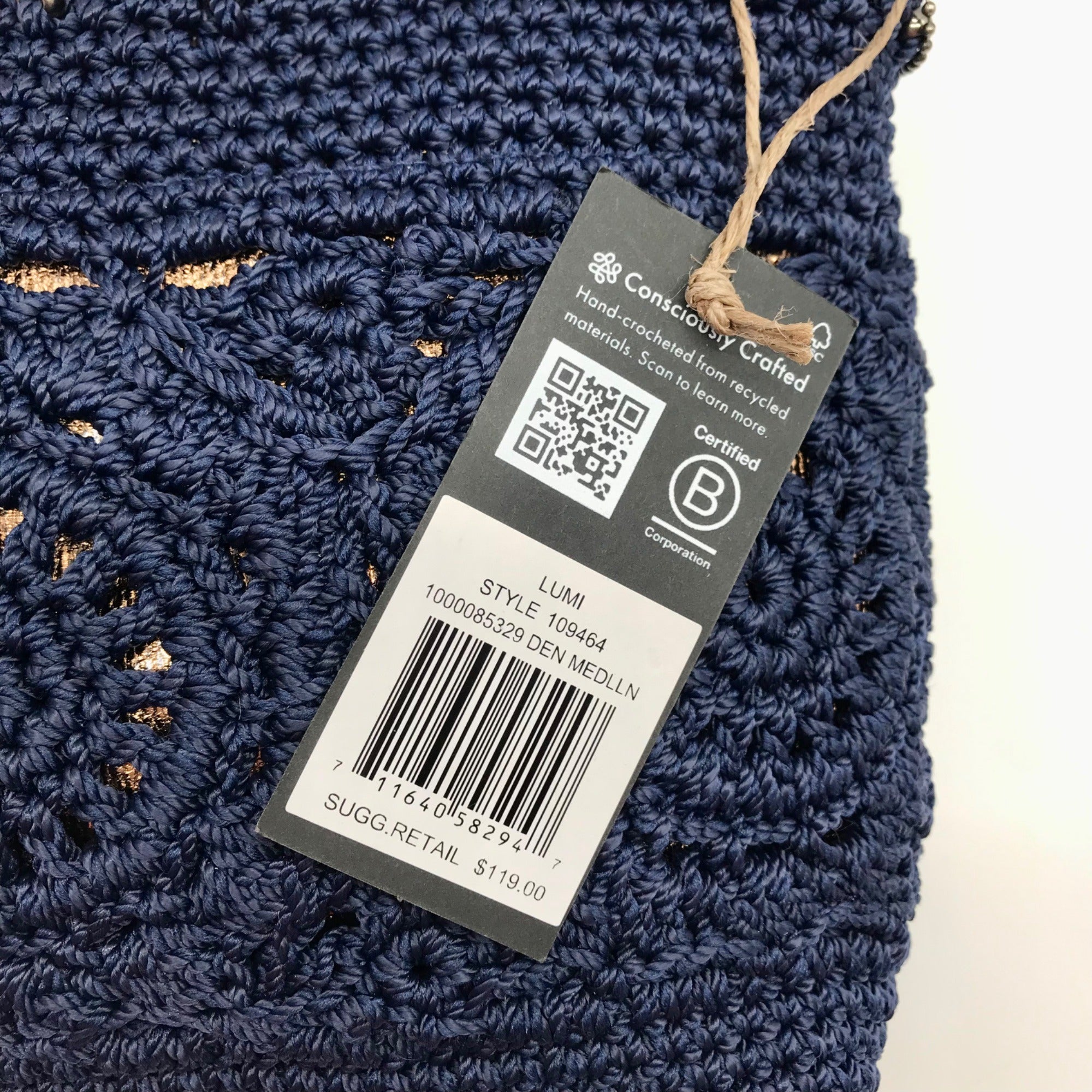 The Sak Blue Lumi Crocheted Crossbody Bag