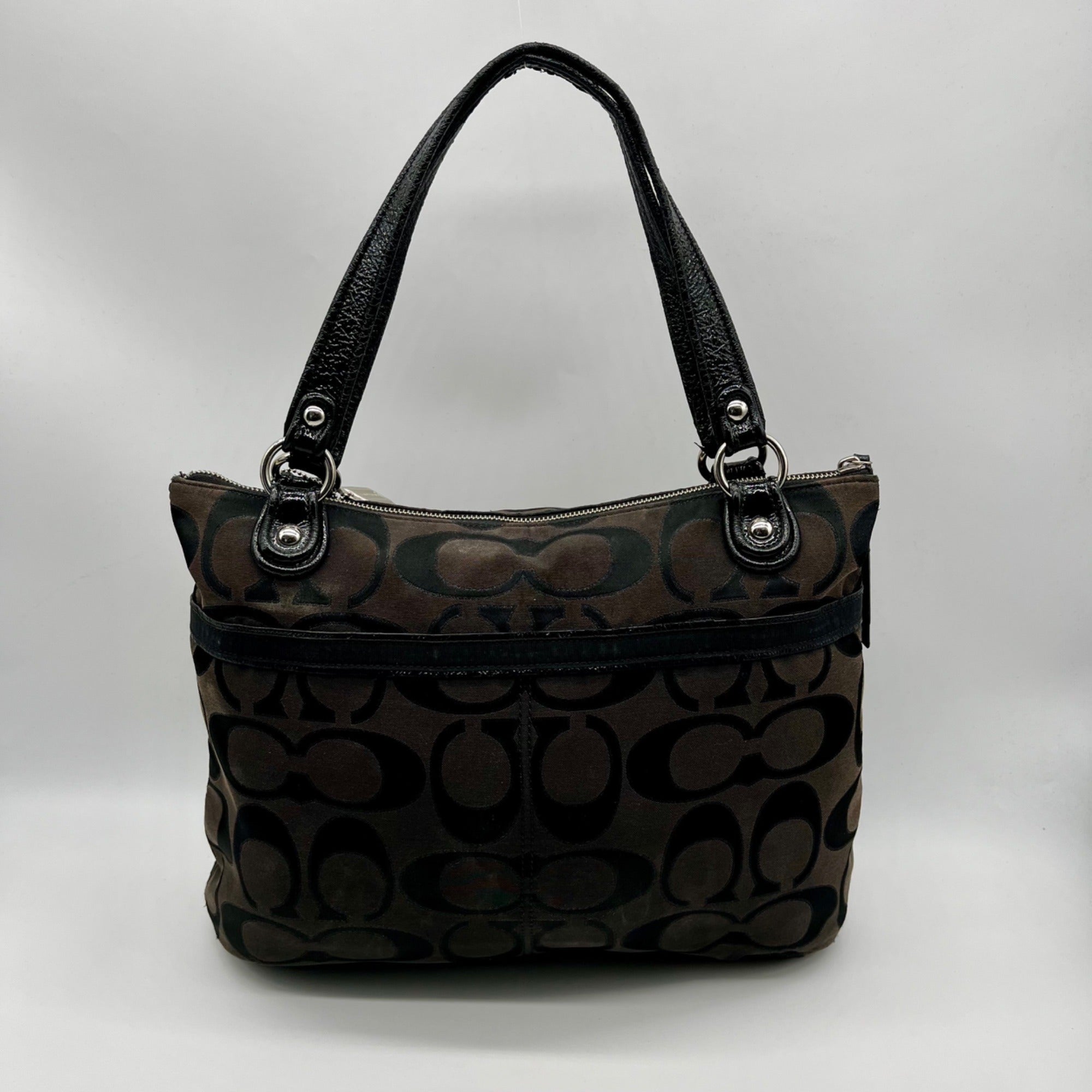 Coach Black Signature Sateen Canvas Tote Bag 189798