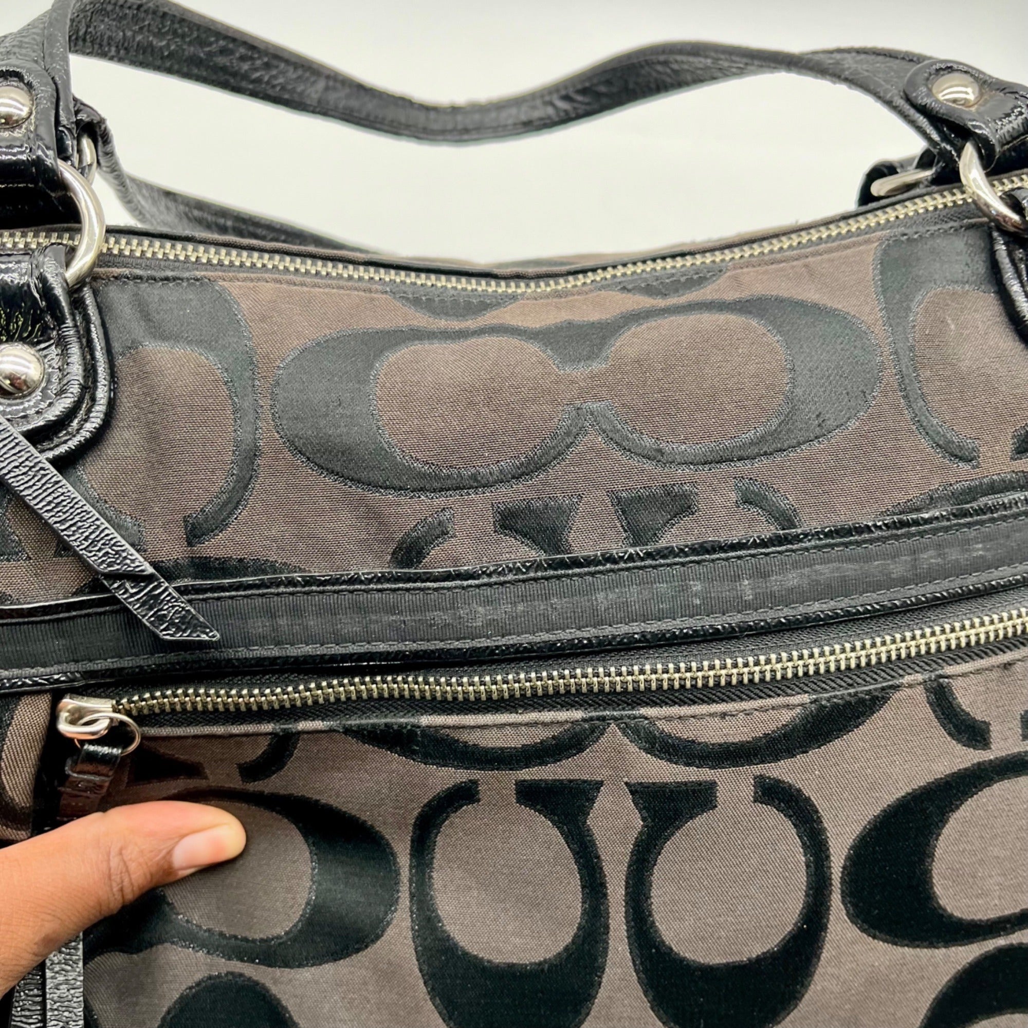 Coach Black Signature Sateen Canvas Tote Bag 189798