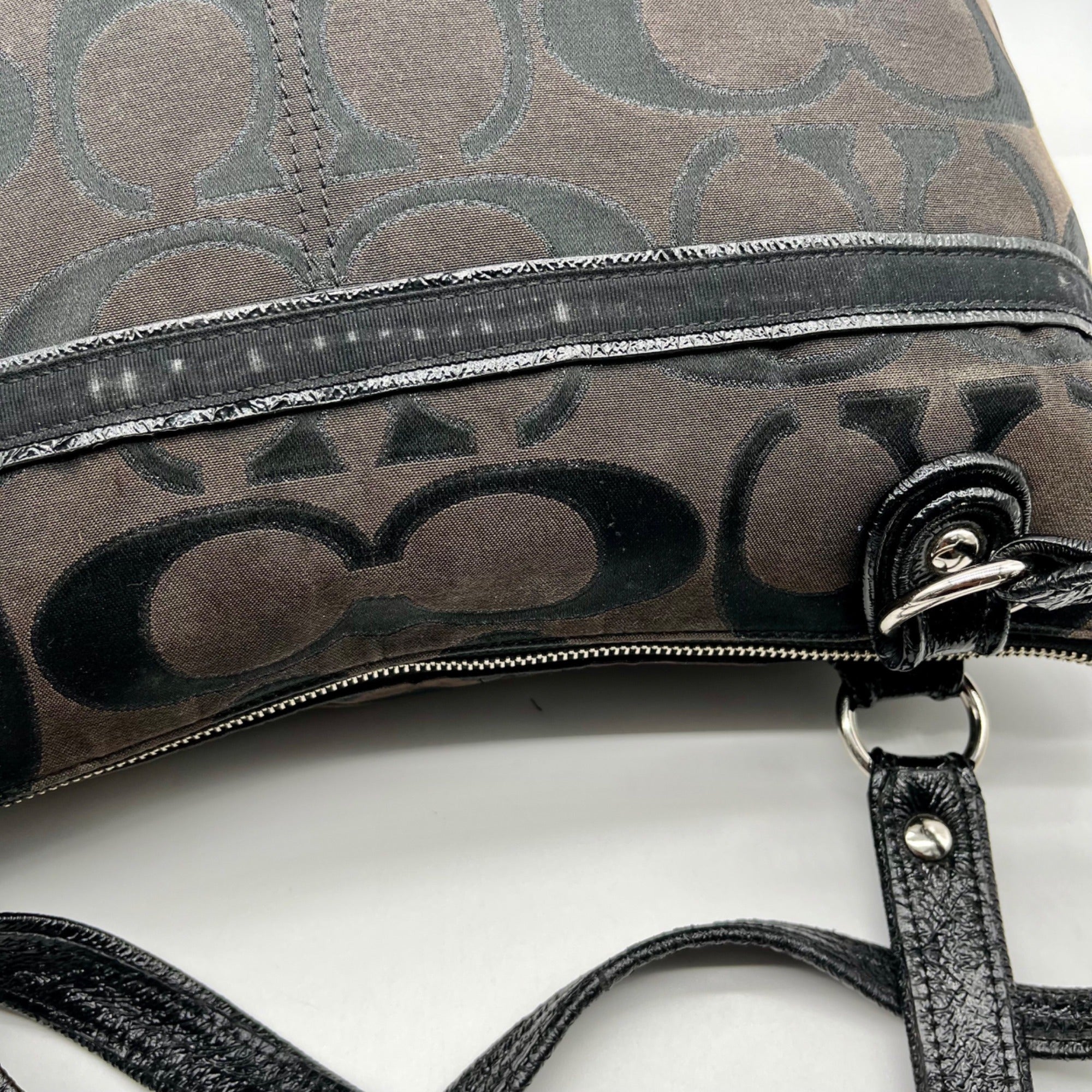 Coach Black Signature Sateen Canvas Tote Bag 189798