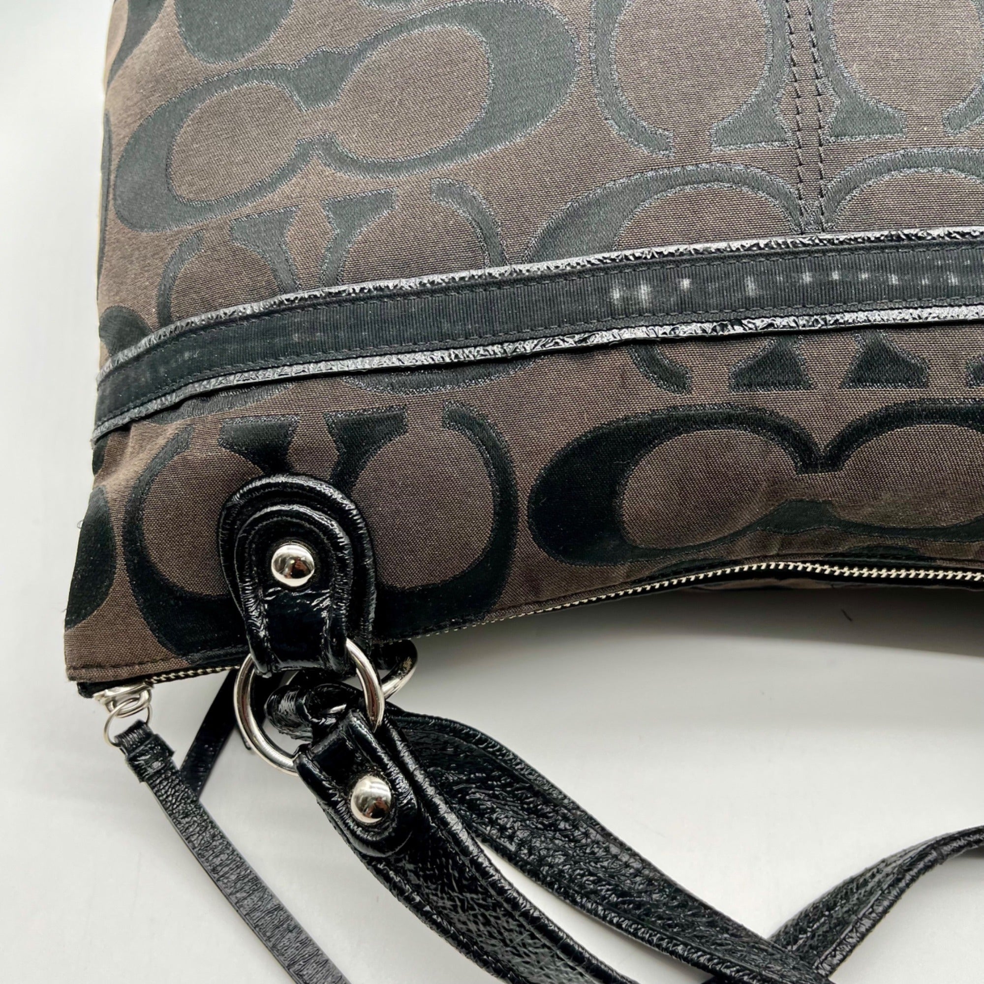 Coach Black Signature Sateen Canvas Tote Bag 189798