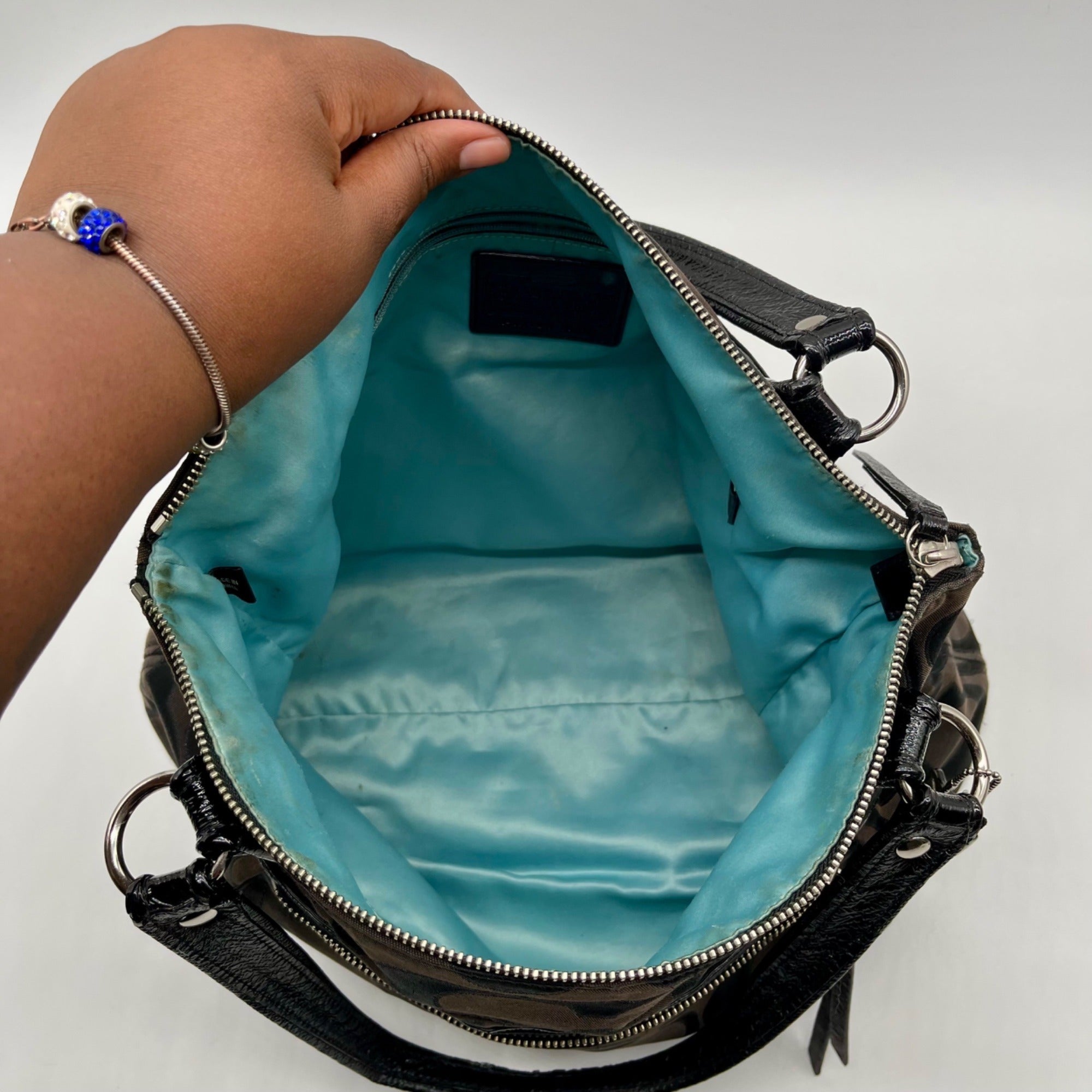 Coach Black Signature Sateen Canvas Tote Bag 189798