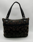 Coach Black Signature Sateen Canvas Tote Bag 189798