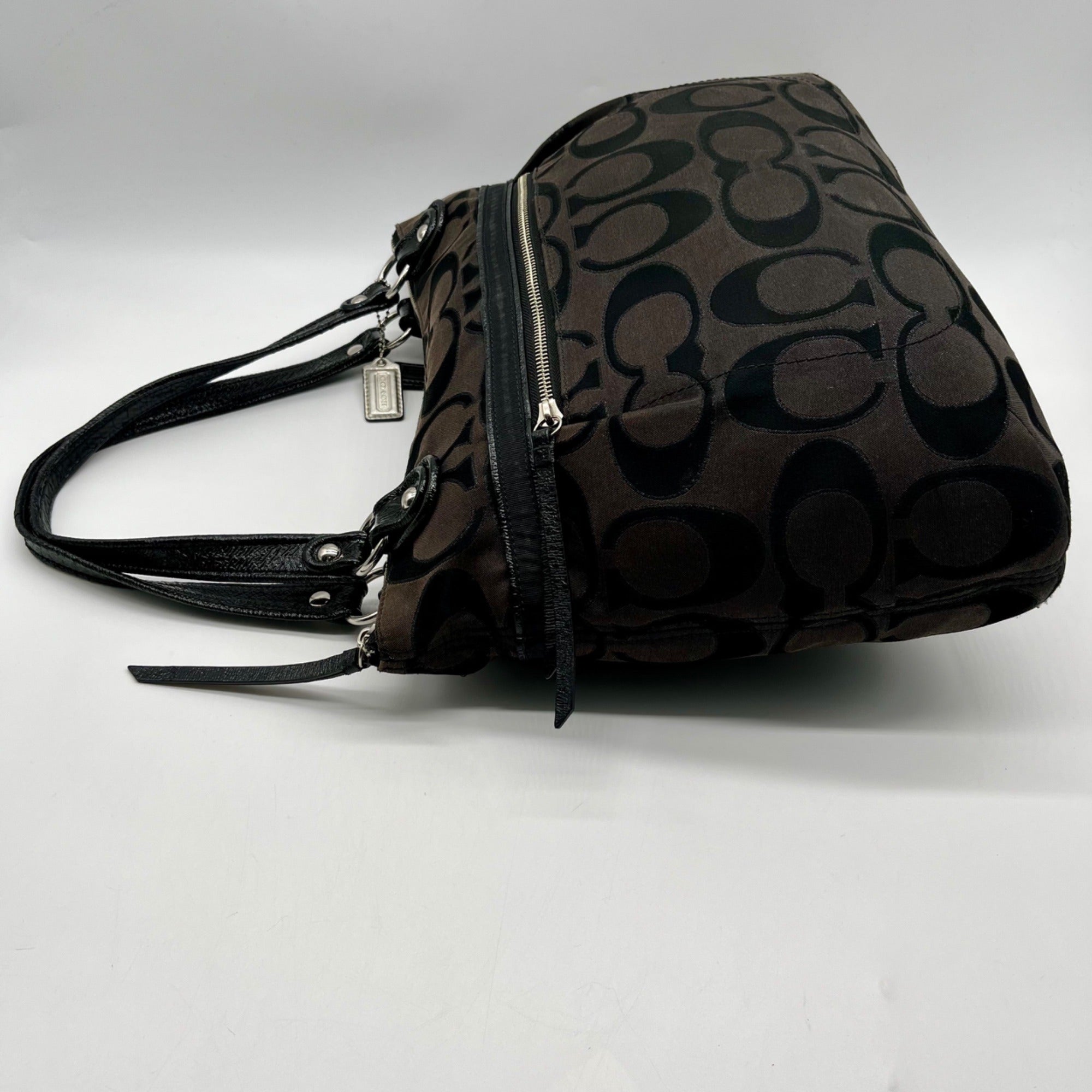 Coach Black Signature Sateen Canvas Tote Bag 189798