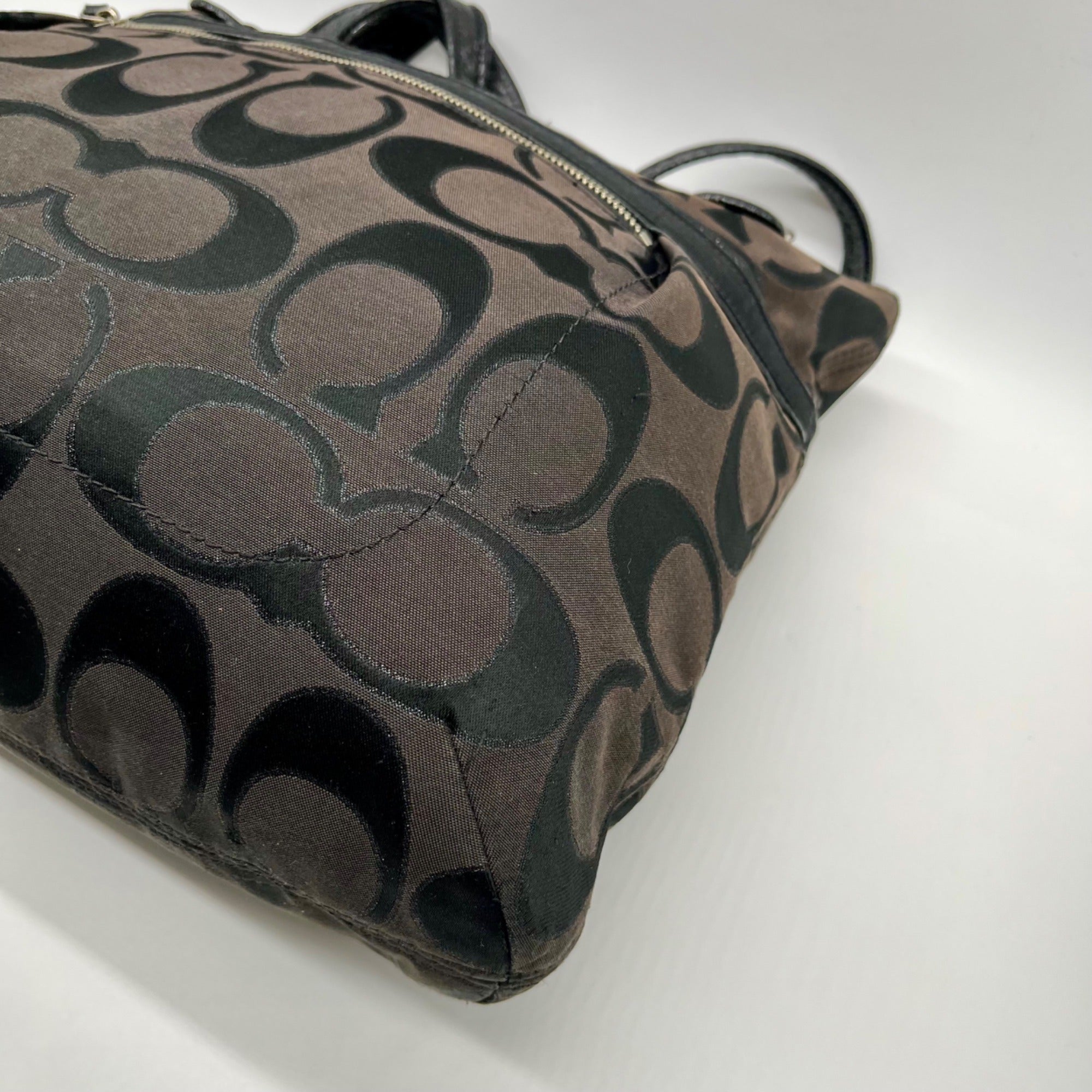 Coach Black Signature Sateen Canvas Tote Bag 189798