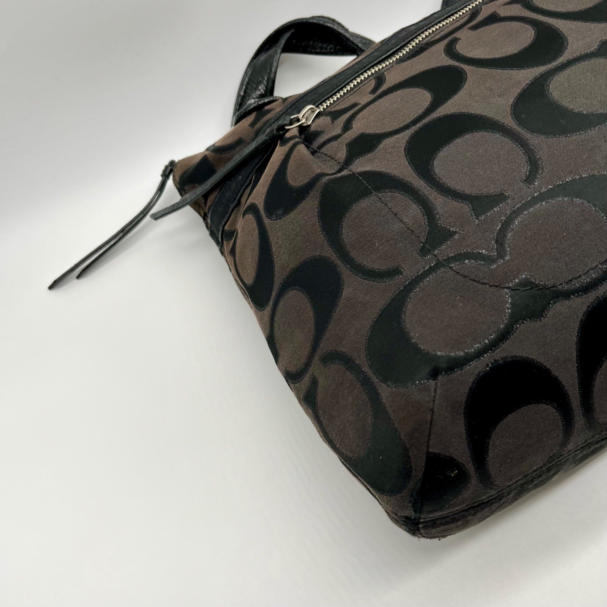 Coach Black Signature Sateen Canvas Tote Bag 189798