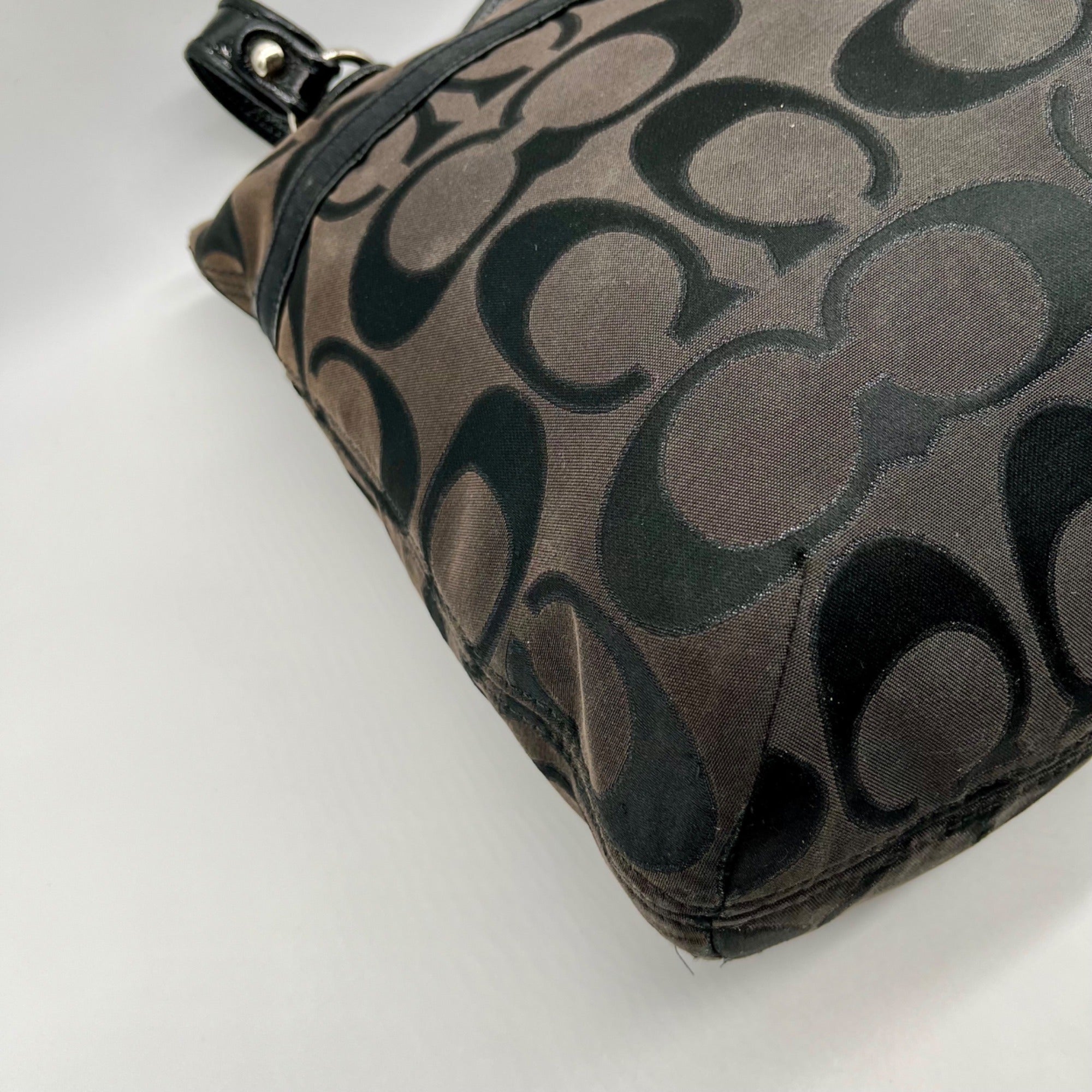 Coach Black Signature Sateen Canvas Tote Bag 189798