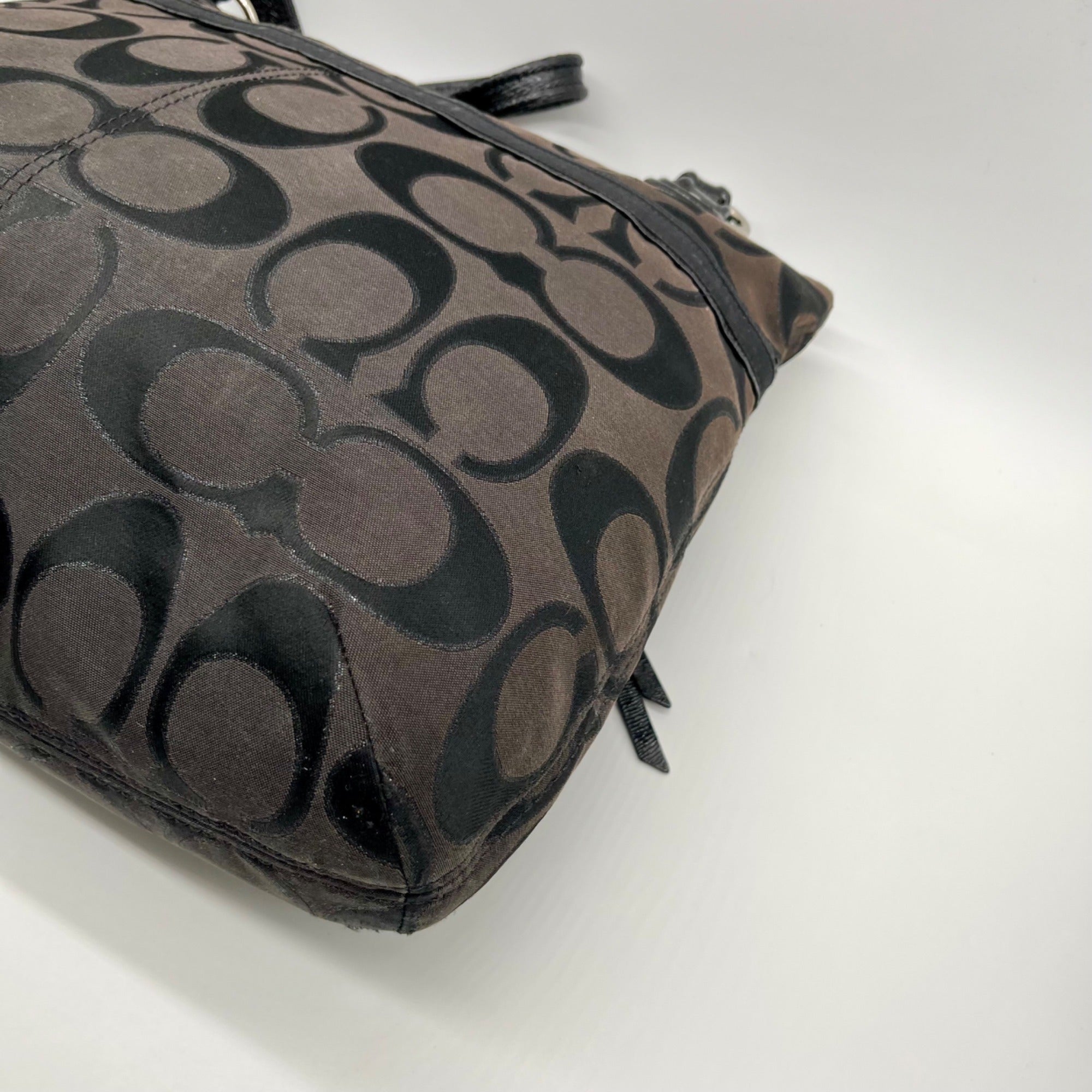 Coach Black Signature Sateen Canvas Tote Bag 189798