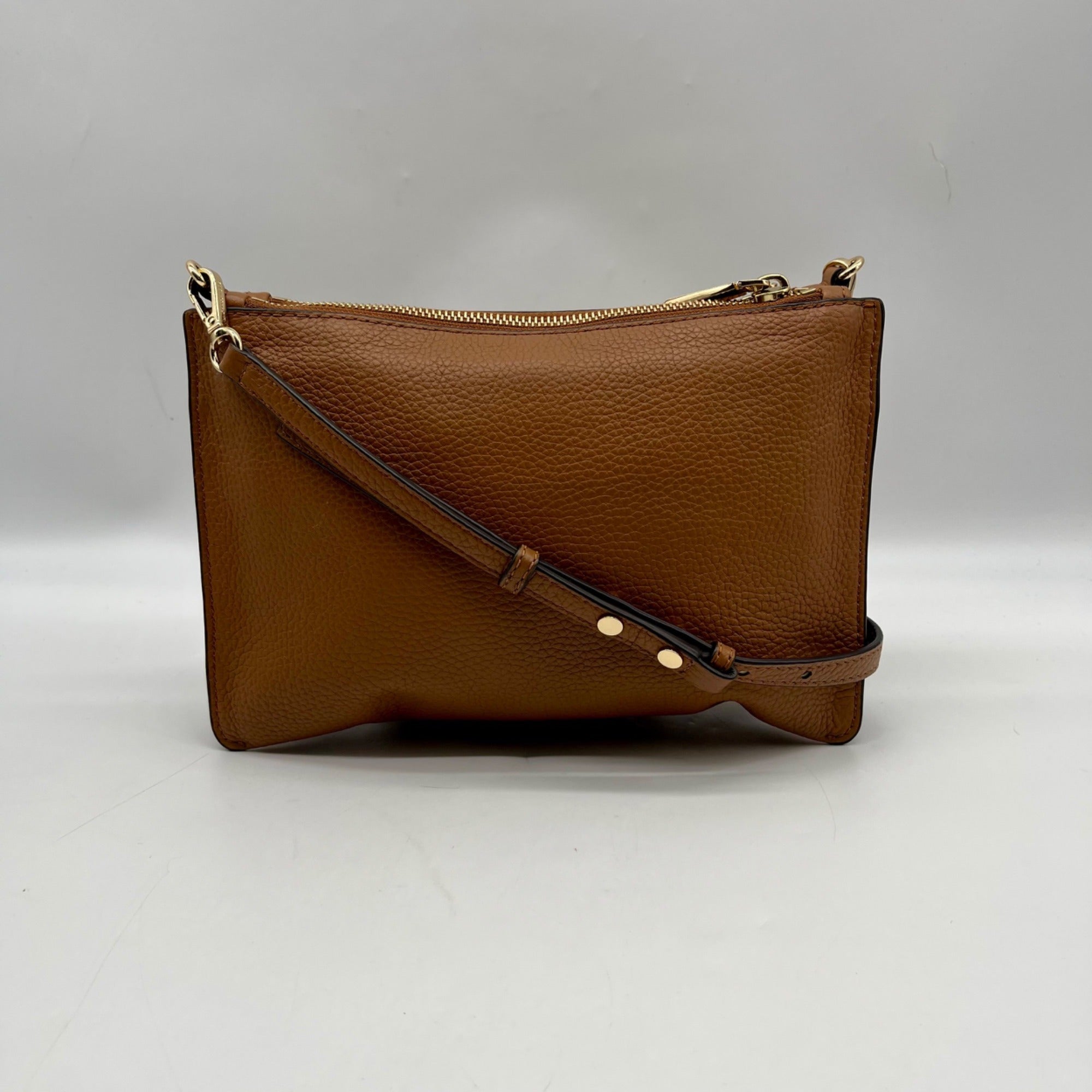 Michael Kors Brown Pebbled Leather Jet Set Crossbody Bag