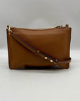 Michael Kors Brown Pebbled Leather Jet Set Crossbody Bag
