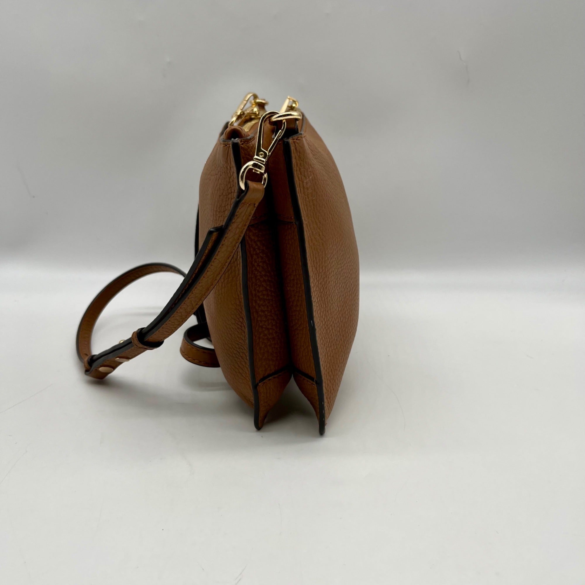 Michael Kors Brown Pebbled Leather Jet Set Crossbody Bag