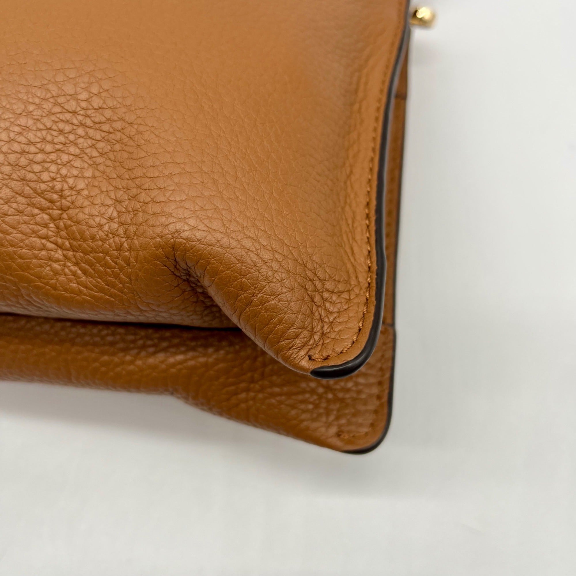 Michael Kors Brown Pebbled Leather Jet Set Crossbody Bag