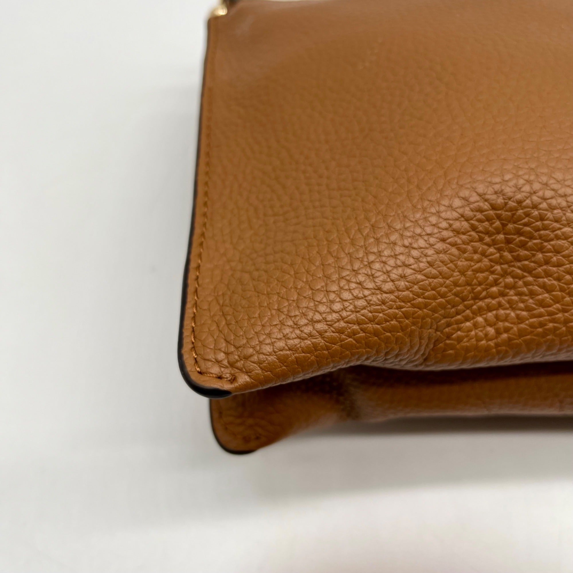 Michael Kors Brown Pebbled Leather Jet Set Crossbody Bag