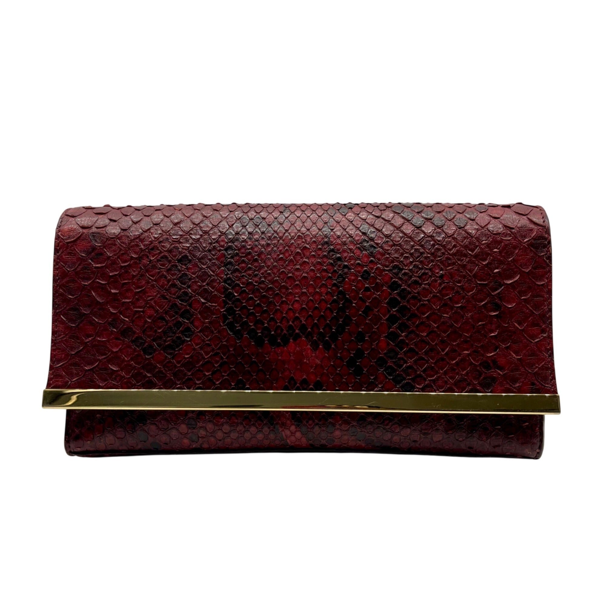 Lafayette 148 Red Leather Snake-Embossed Mini Crossbody Bag