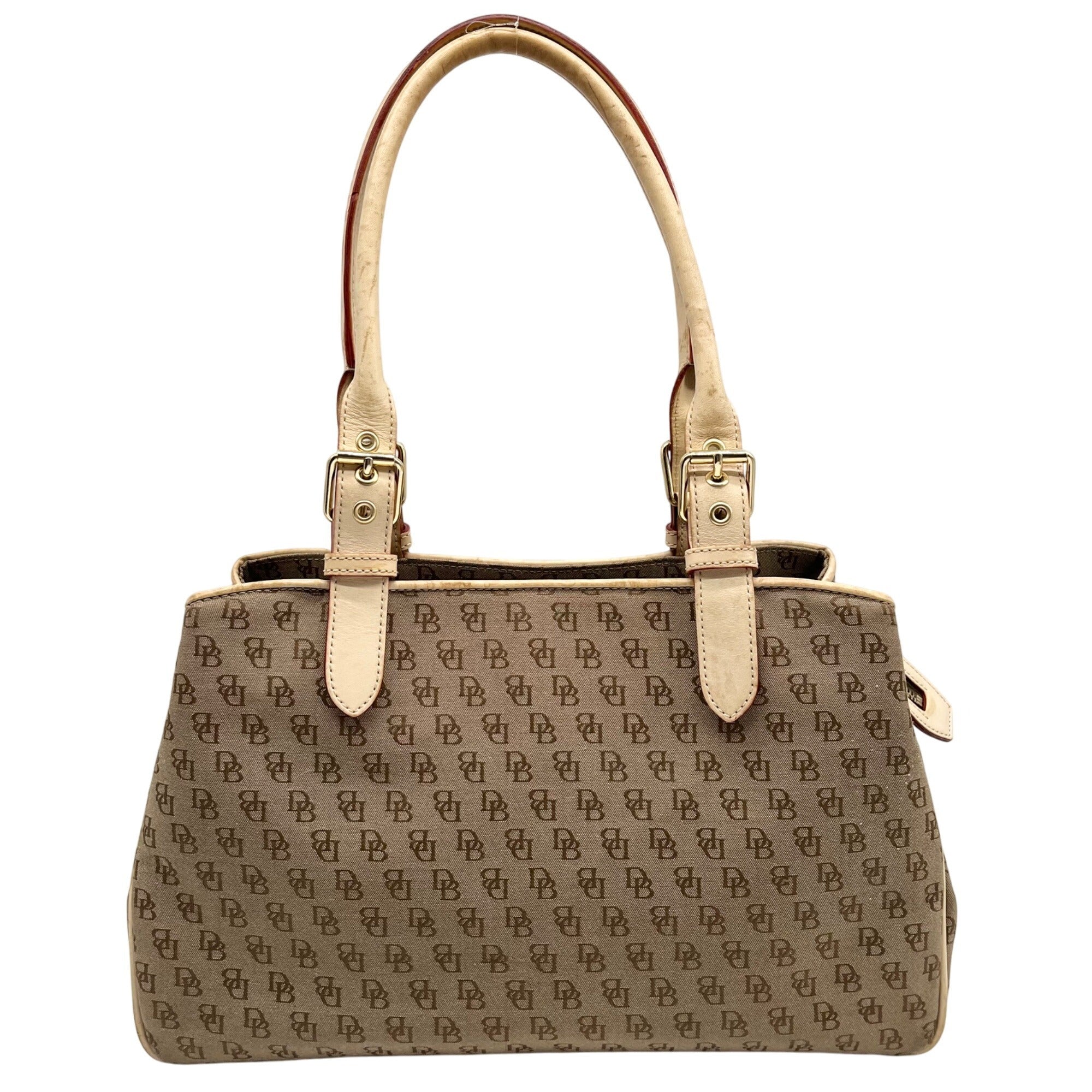 Dooney &amp; Bourke Brown &amp; Tan Monogram Canvas Vintage Satchel