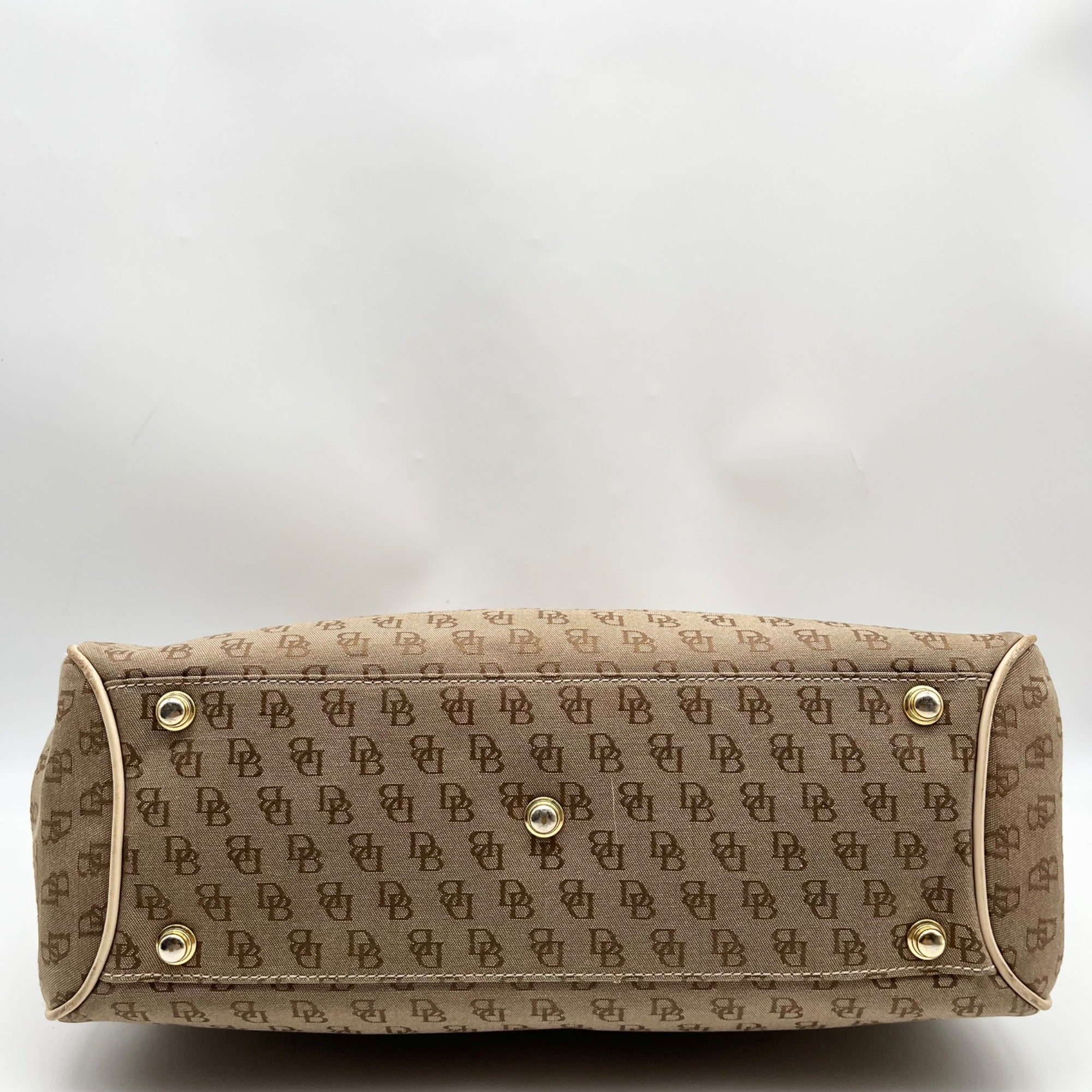 Dooney &amp; Bourke Brown &amp; Tan Monogram Canvas Vintage Satchel